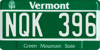 VT license plate NQK396