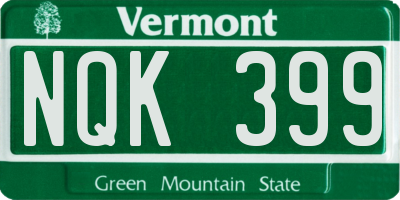 VT license plate NQK399