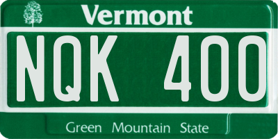 VT license plate NQK400
