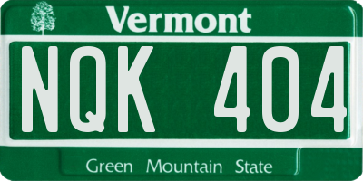 VT license plate NQK404