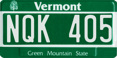 VT license plate NQK405