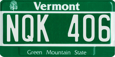 VT license plate NQK406