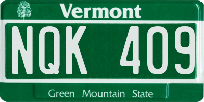 VT license plate NQK409
