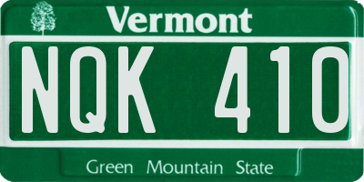 VT license plate NQK410