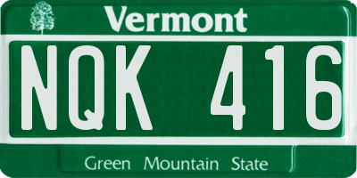 VT license plate NQK416