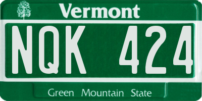 VT license plate NQK424