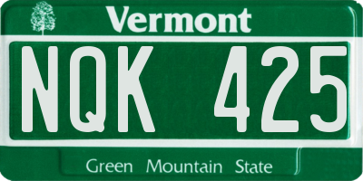 VT license plate NQK425