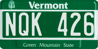 VT license plate NQK426
