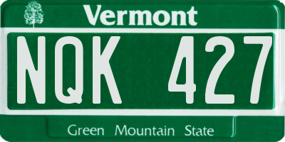 VT license plate NQK427