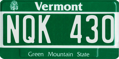 VT license plate NQK430
