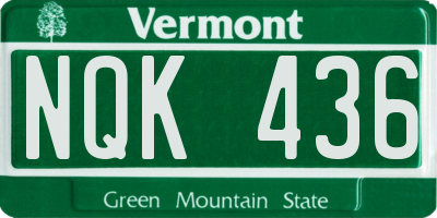 VT license plate NQK436