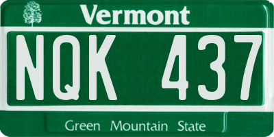 VT license plate NQK437