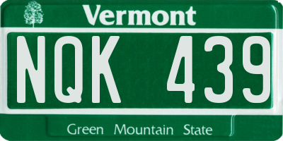VT license plate NQK439