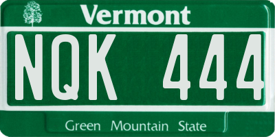 VT license plate NQK444