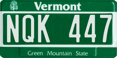 VT license plate NQK447