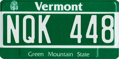 VT license plate NQK448