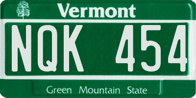 VT license plate NQK454