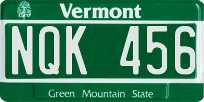 VT license plate NQK456