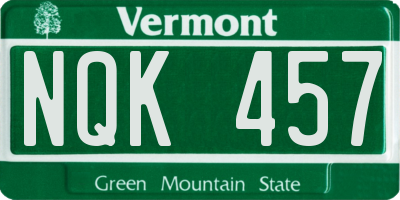 VT license plate NQK457