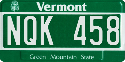 VT license plate NQK458