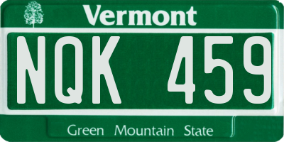 VT license plate NQK459