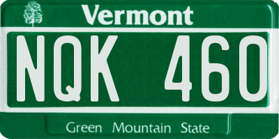 VT license plate NQK460