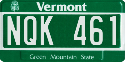 VT license plate NQK461