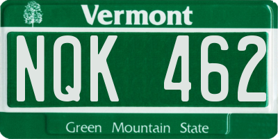 VT license plate NQK462