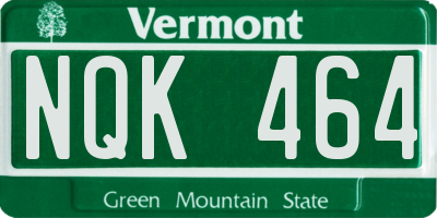 VT license plate NQK464