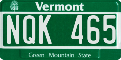 VT license plate NQK465