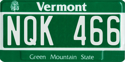 VT license plate NQK466