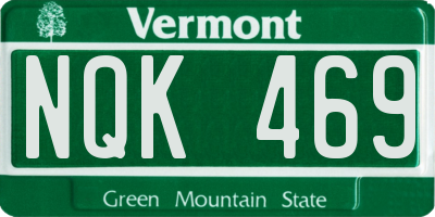 VT license plate NQK469