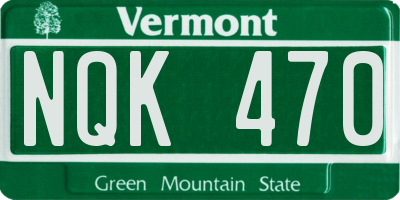 VT license plate NQK470