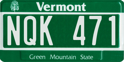 VT license plate NQK471