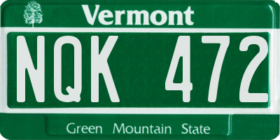 VT license plate NQK472