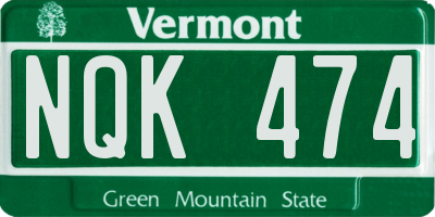 VT license plate NQK474