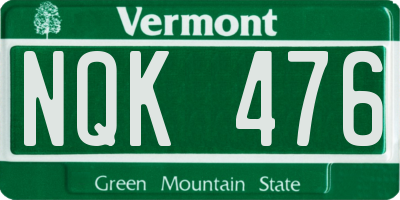 VT license plate NQK476