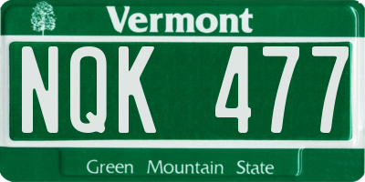 VT license plate NQK477