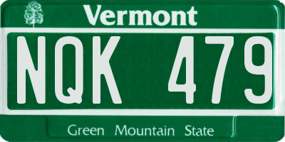 VT license plate NQK479