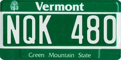 VT license plate NQK480