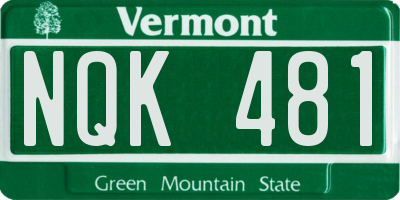 VT license plate NQK481