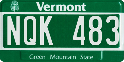 VT license plate NQK483