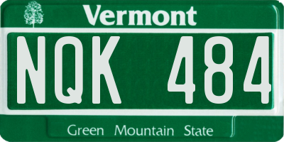 VT license plate NQK484