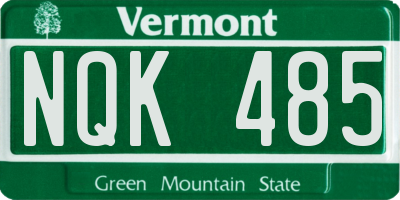 VT license plate NQK485