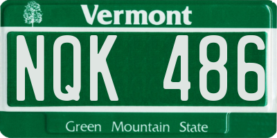 VT license plate NQK486