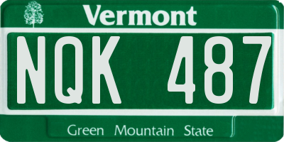 VT license plate NQK487