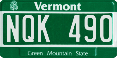 VT license plate NQK490
