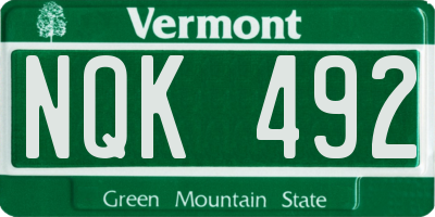 VT license plate NQK492
