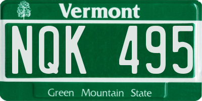VT license plate NQK495