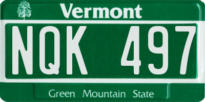 VT license plate NQK497